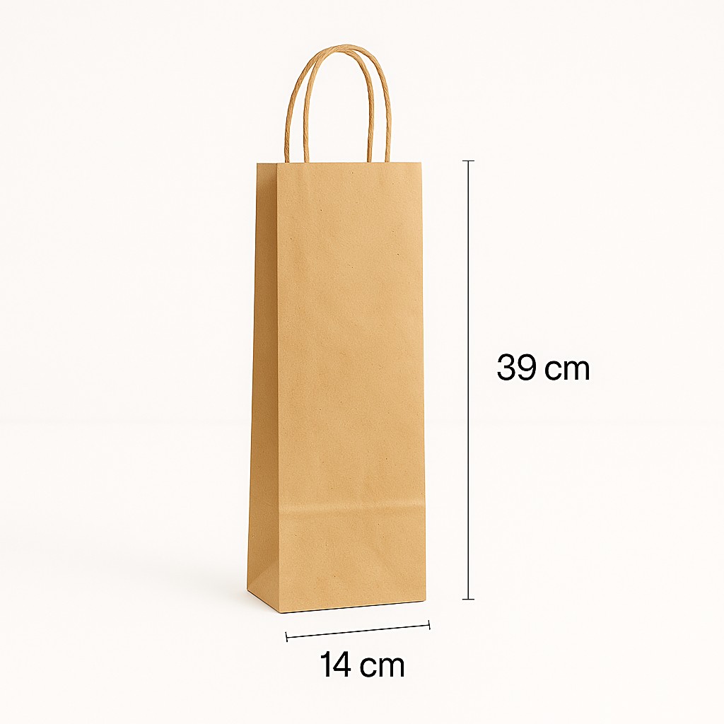 Bolsas para botellas 14x39x8,5 cm. Kraft marrón