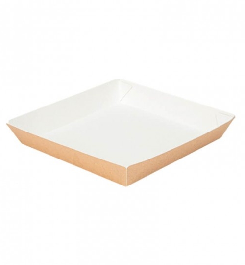 Bandeja de papel antigrasa cuadrada 180x180x29 mm. (50 uds)