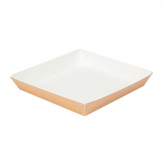 Bandeja de papel antigrasa cuadrada 180x180x29 mm. (50 uds)