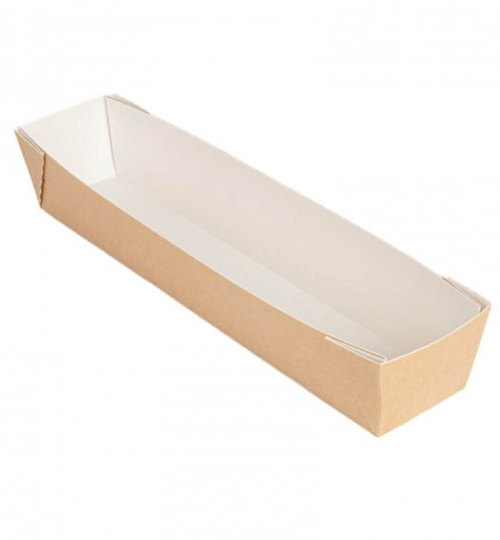 Bandeja de papel antigrasa bocadillo 300x70x50 mm. (50 uds)