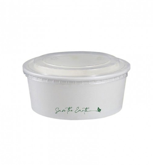 Ensaladera de papel blanco 500 cc+tapa ( 50 uds)