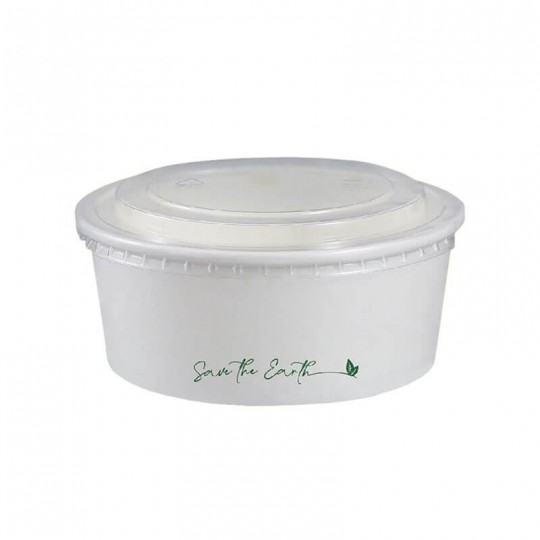 Ensaladera de papel blanco 750 cc+tapa ( 50 uds)